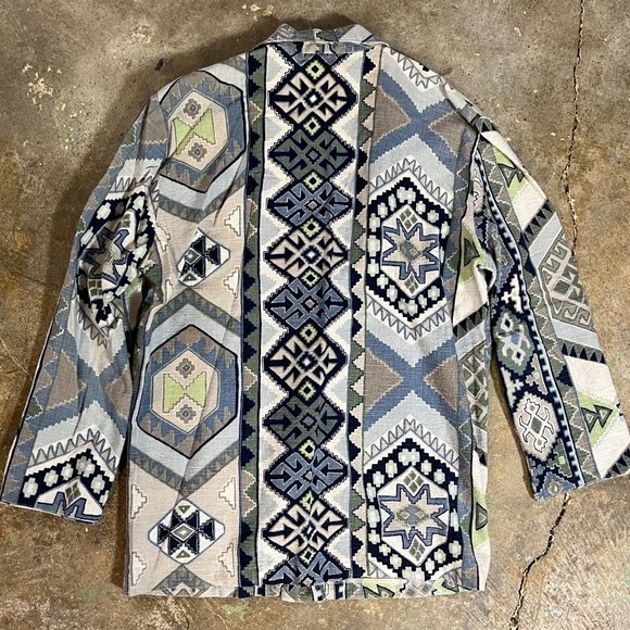 Vintage Unstructured Women's Flannel Native American Blazer - Picture 4 of 5
